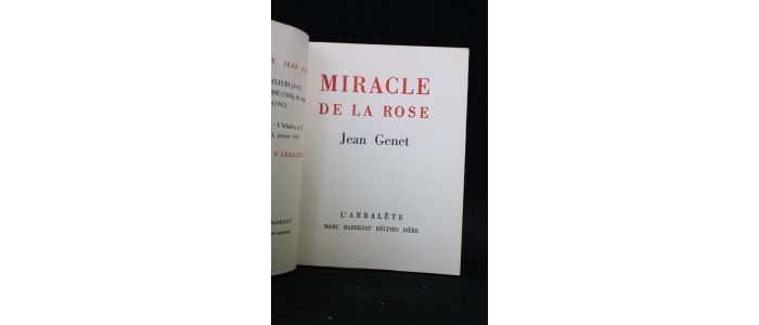 GENET : Miracle de la rose - Edition-Originale.com