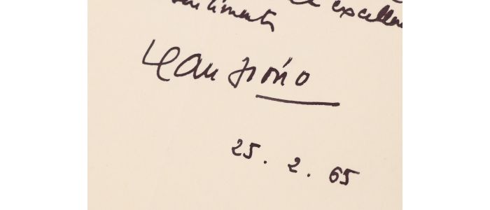 GIONO : Lettre autographe signée déclinant une invitation, pour raison de santé, à une soirée d'hommage à Jean Cocteau et Colette - Signed book, First edition - Edition-Originale.com