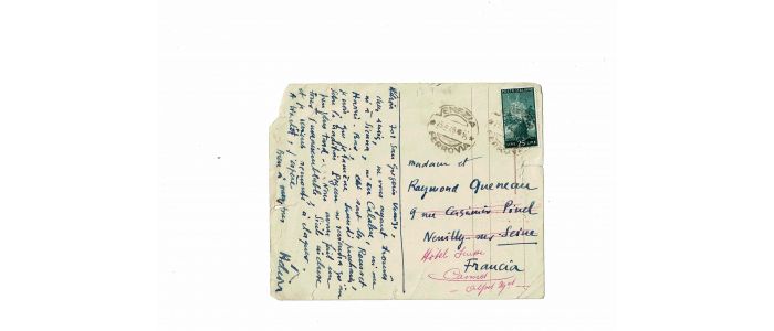 HELION : Carte postale autographe signée adressée à Raymond Queneau - Signed book, First edition - Edition-Originale.com