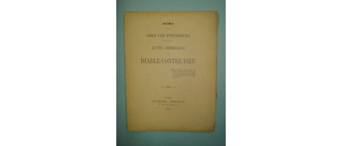 HOMO : Chez les psychiques : lutte chimérique du Diable contre Dieu - First edition - Edition-Originale.com