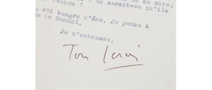 JOUVET : Lettre dactylographiée signée adressée à son grand ami Carlo Rim à en-tête de son théâtre de l'Athénée - Signed book, First edition - Edition-Originale.com