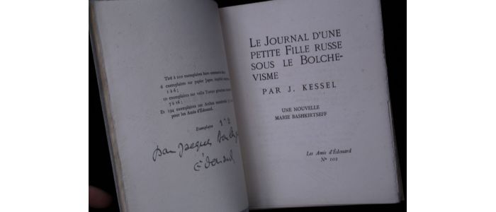 KESSEL : Le journal d'une petite fille russe sous le Bolchévisme - Libro autografato, Prima edizione - Edition-Originale.com