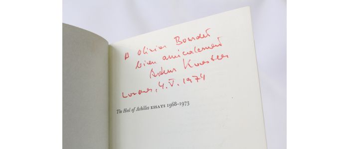 KOESTLER : The heel of Achilles. Essays 1968-1973 - Autographe, Edition Originale - Edition-Originale.com