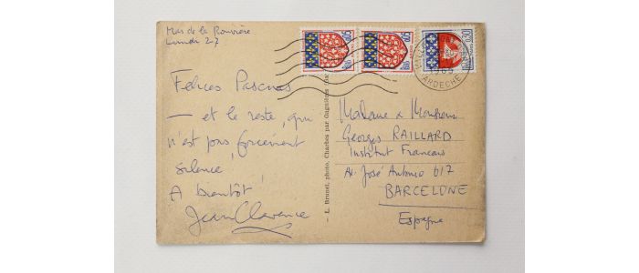 LAMBERT : Carte postale autographe signée adressée à Georges Raillard - Libro autografato, Prima edizione - Edition-Originale.com