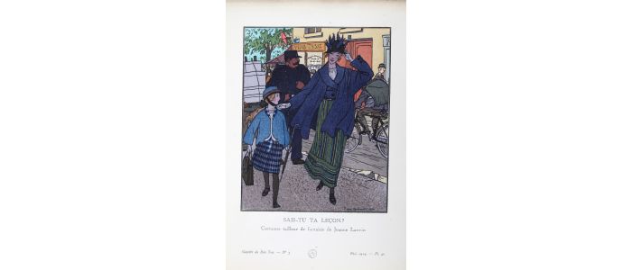 LANVIN : Sais-tu ta leçon ? Costumes tailleur de fantaisie de Jeanne Lanvin (pl.46, La Gazette du Bon ton, 1914 n°5) - Edition Originale - Edition-Originale.com