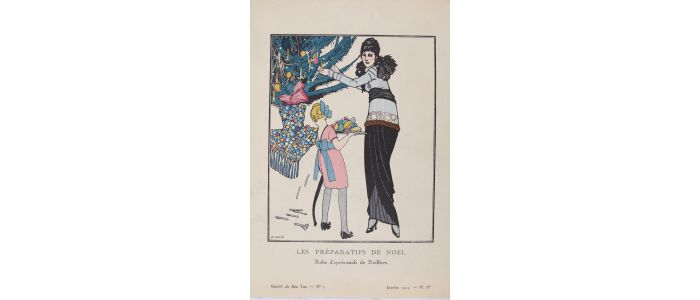 Les Préparatifs de Noël. Robe d'après-midi de Redfern (pl.4, La Gazette du Bon ton, 1914 n°1) - First edition - Edition-Originale.com