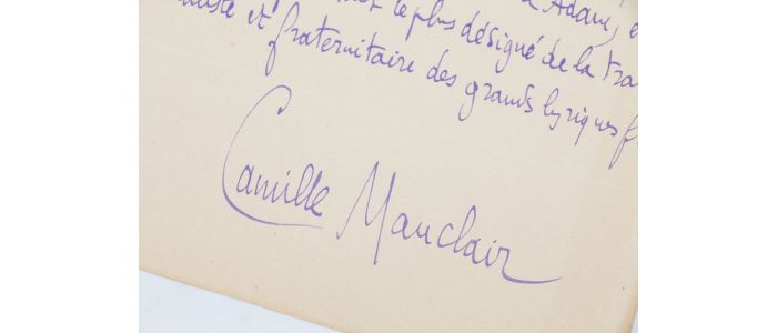 MAUCLAIR : Manuscrit autographe signé intitulé 