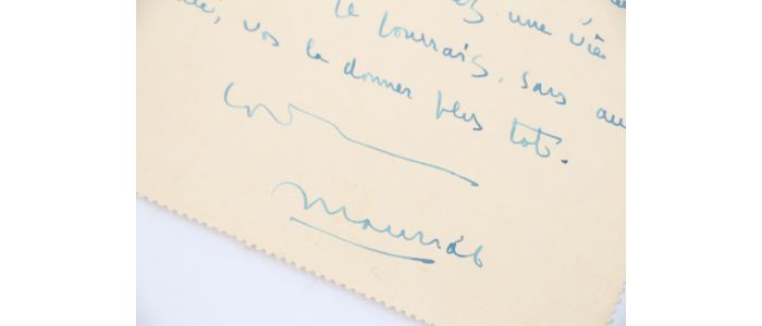 MAURIAC : Lettre autographe datée et signée adressée à l'éditeur Henri Lapina qui souhaite éditer un de ses textes - Autographe, Edition Originale - Edition-Originale.com