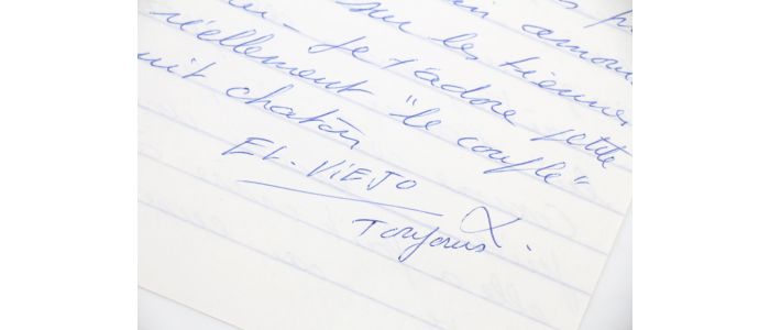 MESRINE : Belle lettre autographe datée et signée de révolte de Jacques Mesrine écrite depuis la prison de Fleury-Mérogis adressée à sa compagne Jeanne Schneider : 