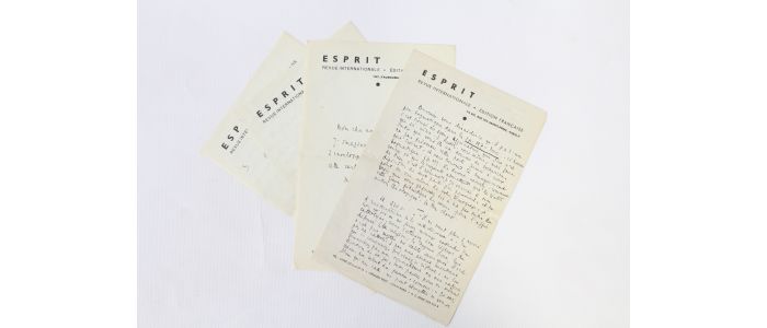 MOUNIER : Trois lettres autographes signées d'Emmanuel Mounier - Signed book, First edition - Edition-Originale.com