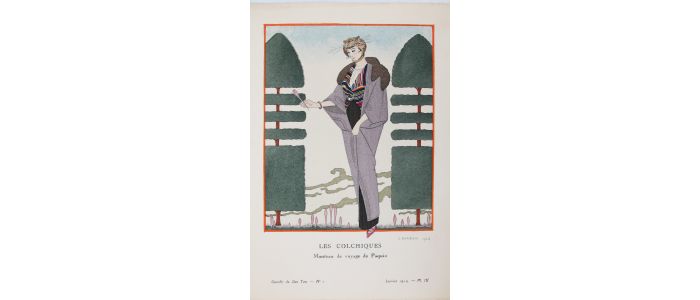 PAQUIN : Les Colchiques. Manteau de voyage de Paquin (pl.9, La Gazette du Bon ton, 1914 n°1) - Edition Originale - Edition-Originale.com