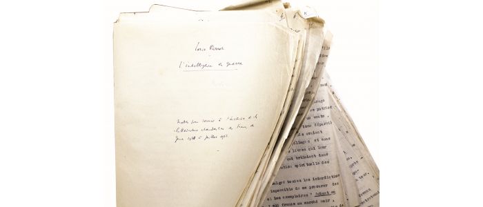 PARROT : Tapuscrit avec ajouts manuscrits autographes de L'intelligence en guerre - Signed book, First edition - Edition-Originale.com