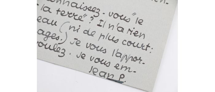 PAULHAN : Billet autographe signé et adressé à Felia Leal, éditrice de son ouvrage Paroles transparentes illustré par Georges Braque : 