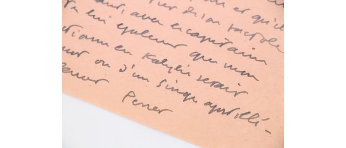 PERRET : Lettre autographe adressée à Roger Nimier évoquant son amtié et son admiration pour Antoine Blondin  : 