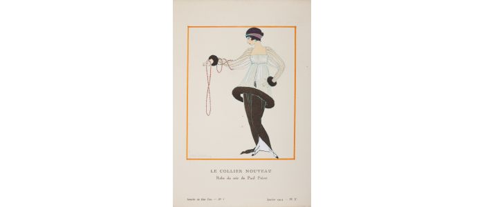 POIRET : Le Collier nouveau. Robe du soir de Paul Poiret (pl.10, La Gazette du Bon ton, 1914 n°1) - Edition Originale - Edition-Originale.com