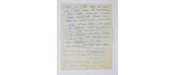 POPESCO : Lettre autographe signée Elvire et adressée à ses amis Alice et Carlo Rim à propos de l'état de santé précaire de son ami et longtemps amant Louis Verneuil alors en exil aux Etats-Unis : 