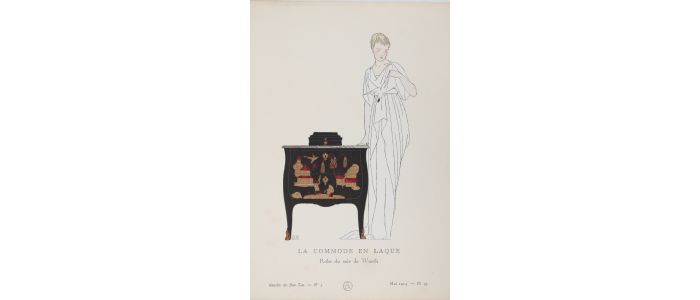 REDFERN : La Commode en laque. Robe du soir de Worth (pl.49, La Gazette du Bon ton, 1914 n°5) - Edition Originale - Edition-Originale.com