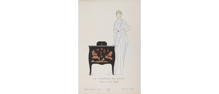 REDFERN : La Commode en laque. Robe du soir de Worth (pl.49, La Gazette du Bon ton, 1914 n°5) - Prima edizione - Edition-Originale.com