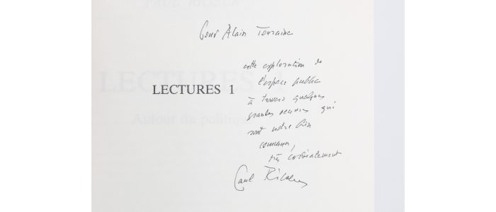 RICOEUR : Lectures 1 - Autour du politique - Libro autografato - Edition-Originale.com