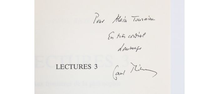 RICOEUR : Lectures 3 - Aux frontières de la philosophie - Libro autografato - Edition-Originale.com