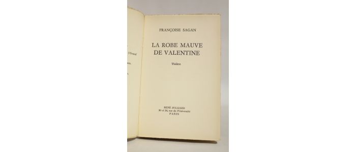 SAGAN : La robe mauve de Valentine - First edition - Edition-Originale.com