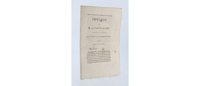 SAINTE-MARIE : Opinion M. de Sainte-Marie, député de la Nièvre, sur le commerce de la boucherie de Paris - First edition - Edition-Originale.com