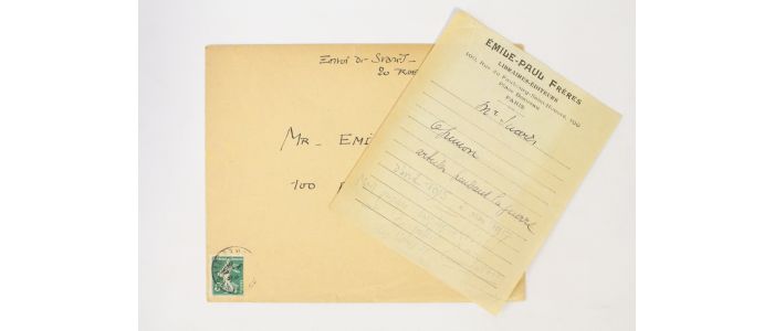 SUARES : Lettre autographe d'André Suarès à ses éditeurs - Autographe, Edition Originale - Edition-Originale.com
