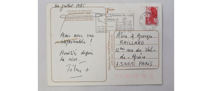 TITUS-CARMEL : Carte postale autographe signée adressée à Georges Raillard - Signiert, Erste Ausgabe - Edition-Originale.com