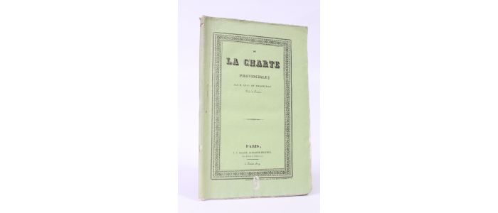 TOCQUEVILLE : De la charte provinciale - Prima edizione - Edition-Originale.com