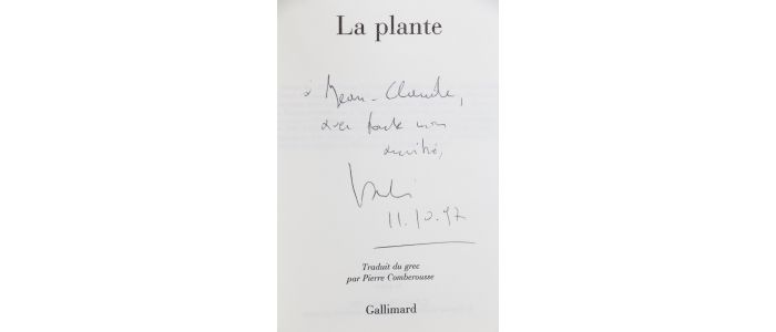 VASSILIKOS : La plante - Autographe - Edition-Originale.com