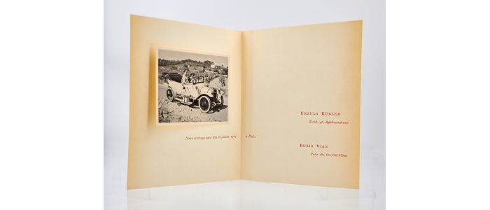 VIAN : Faire-part de mariage de Boris Vian et Ursula Kübler [joint] enveloppe autographe - Signiert, Erste Ausgabe - Edition-Originale.com