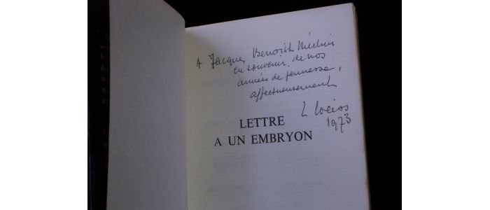 WEISS : Lettre à un embryon - Signed book, First edition - Edition-Originale.com