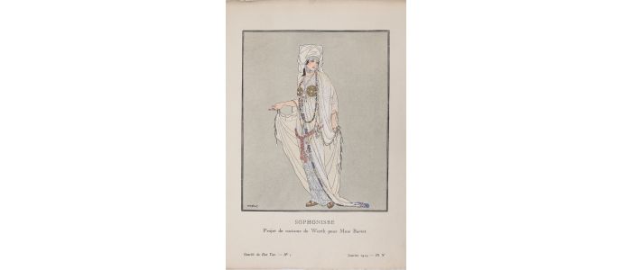 WORTH : Sophonisbe. Projet de costume de Worth pour Mme Bartet (pl.5, La Gazette du Bon ton, 1914 n°1) - Edition Originale - Edition-Originale.com