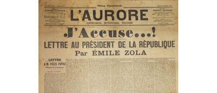 ZOLA : J'accuse! in L'Aurore - Prima edizione - Edition-Originale.com