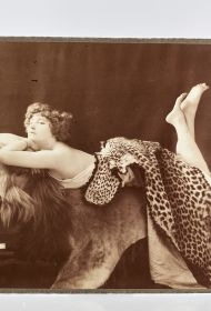 Portrait photographique de Colette à la peau de lion