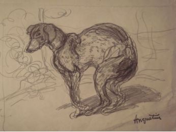 Chiens 3, et études de chiens - Crayon sur papier - Signiert, Erste Ausgabe - Edition-Originale.com