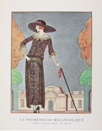 BEER : La Promeneuse mélancolique. Robe d'après-midi de Beer (pl.63, La Gazette du Bon ton, 1922 n°8) - Erste Ausgabe - Edition-Originale.com