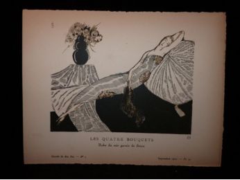 Les Quatre bouquets. Robe du soir garnie de fleurs. (La Gazette du Bon ton, n°7 - Année 1920. Planche 50 ) - Prima edizione - Edition-Originale.com