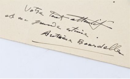 BOURDELLE : Laudative lettre autographe signée adressée à Carlo Rim le félicitant autant pour son style que pour la justesse aigüe de ses caricatures : 