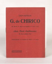 BRETON : Catalogue d'invitation à l'exposition G. de Chirico à la galerie Paul Guillaume - Edition Originale - Edition-Originale.com
