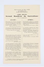 BRETON : Prière d'insérer du Second Manifeste du Surréalisme d'André Breton - Edition Originale - Edition-Originale.com