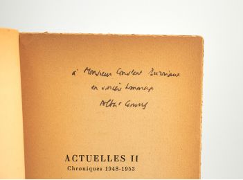 CAMUS : Actuelles II - Chroniques 1948-1953 - Signiert, Erste Ausgabe - Edition-Originale.com