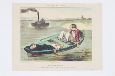 DAUMIER : Lithographie originale en couleurs - Les canotiers Parisiens - 