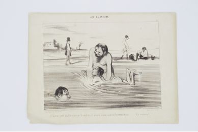 DAUMIER : Lithographie originale en noir et blanc - Les baigneurs - 