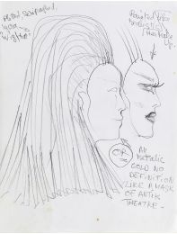 Dessin original de Thierry Mugler - Projet pour le masque féminin d'un ballet - Autographe, Edition Originale - Edition-Originale.com
