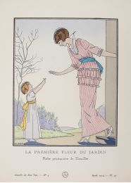 DOEUILLET : La Première Fleur du jardin. Robe printanière de Doeuillet (pl.35, La Gazette du Bon ton, 1914 n°4) - Edition Originale - Edition-Originale.com