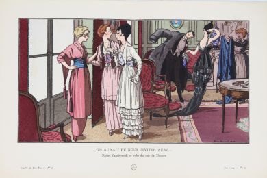 DOUCET : On aurait pu nous inviter aussi... Robes d'après-midi et robe du soir de Doucet (pl.61, La Gazette du Bon ton, 1914 n°6) - First edition - Edition-Originale.com