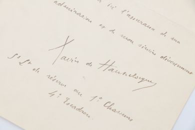 HAUTECLOCQUE : Lettre autographe signée à Léon Daudet à propos de la critique favorable de son ouvrage dénonçant les périls de la montée en puissance du IIIème Reich  : 