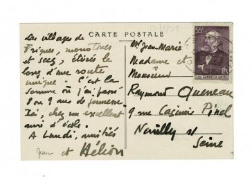 HELION : Carte postale autographe signée adressée à Raymond Queneau - Signed book, First edition - Edition-Originale.com