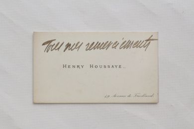 HOUSSAYE : Carte de visite autographe d'Henry Houssaye - Autographe, Edition Originale - Edition-Originale.com